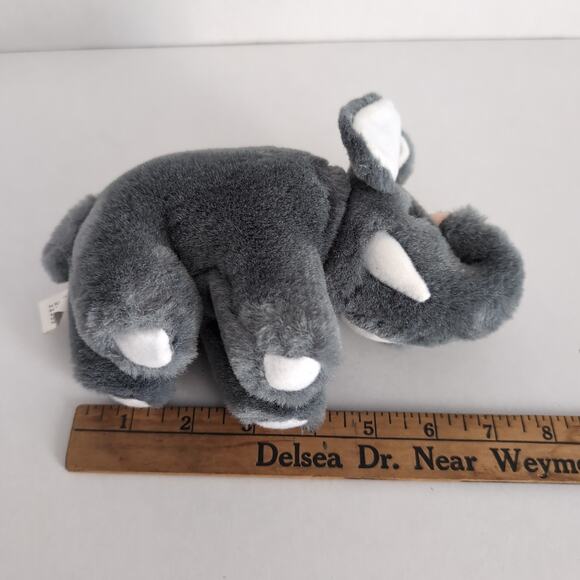 Vintage K&M International Grey Elephant Swivel Head Plush Lucky Trunk Up 1992 - Picture 9 of 11